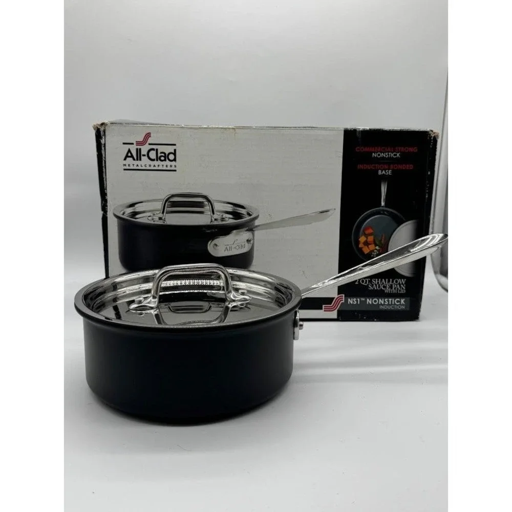 All-Clad NS1 Nonstick‎ 2 Qt Shallow Sauce Pan with Lid Hard Anodized E1022364